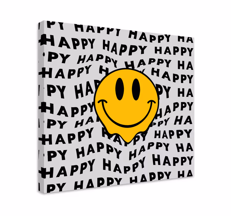 Stor smiley lyckligt ansikte retro canvas - Tenstickers