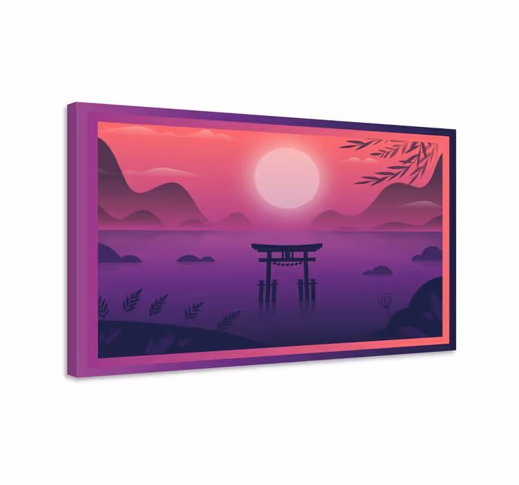 Flytande värld lila bakgrund retro canvas - Tenstickers
