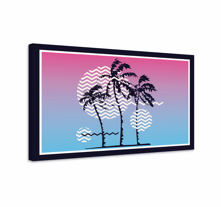 Retro solnedgång palmer retro canvas - Tenstickers