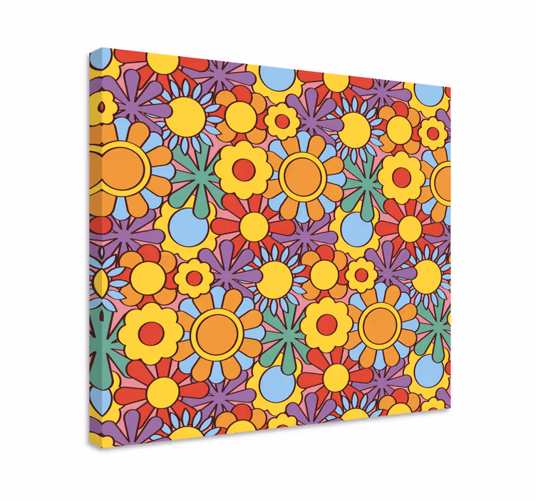 Färgglada blommor med lila bakgrund canvas - Tenstickers