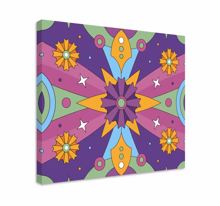 Färgrik psykedelisk design retro canvas - Tenstickers