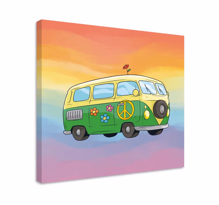 Färgglad fredsbil Kanvas årgång - Tenstickers