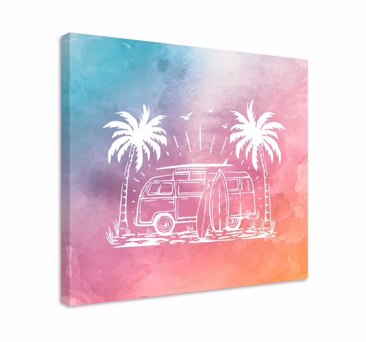 Kanvas städer och länder retro surf van - Tenstickers