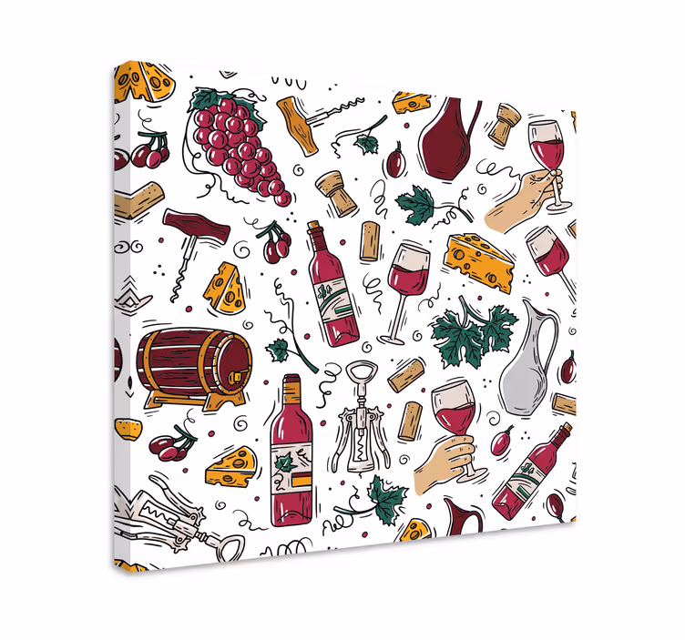Druv-, vin- och ostbar med tryck - Tenstickers