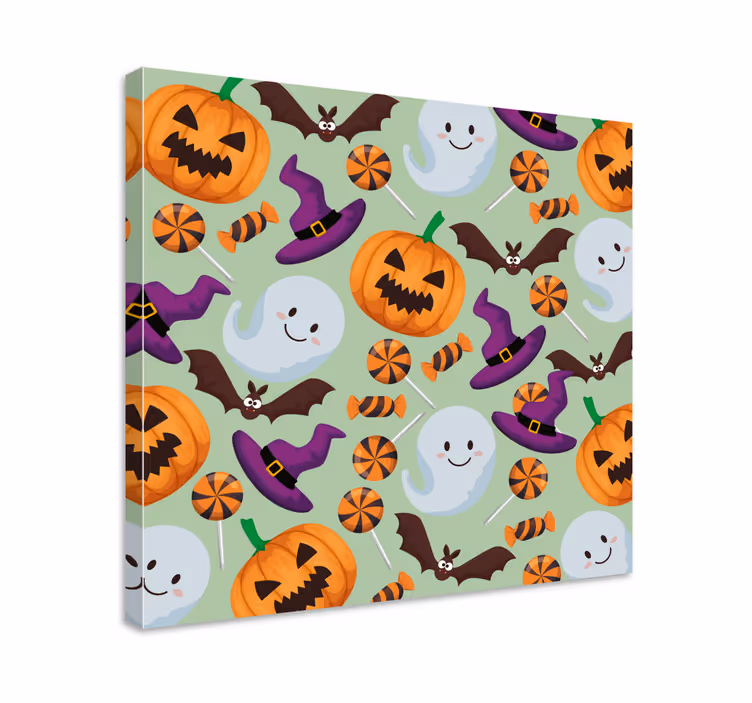 Kanvas tonåring lekfulla halloween element - Tenstickers