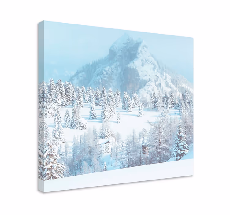 Kanvas landskap snöig bergsutsikt - Tenstickers