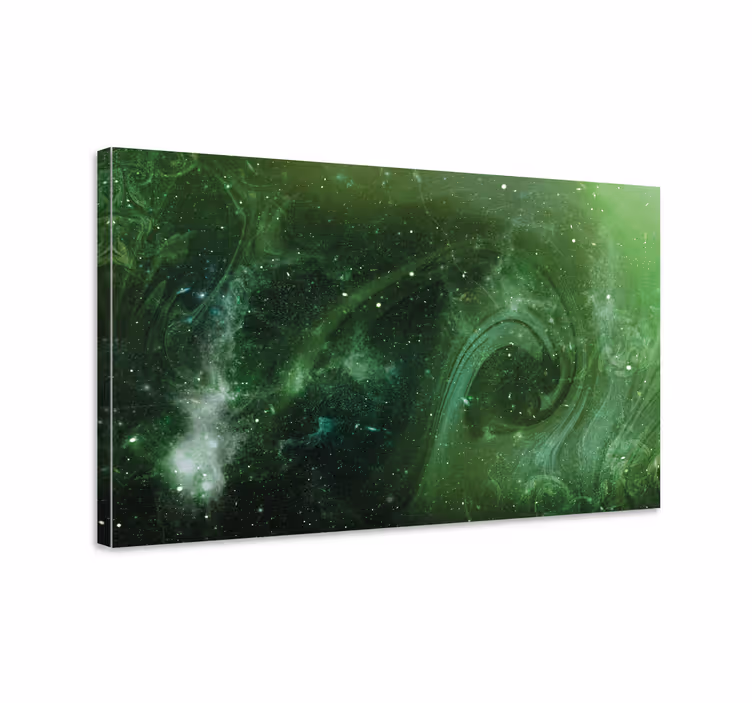 Abstrakt kanvas kosmisk grön virvel - Tenstickers