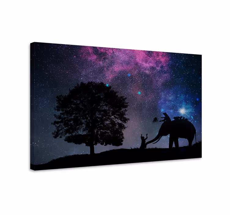 Kanvas elefant barnets elefantinteraktion - Tenstickers