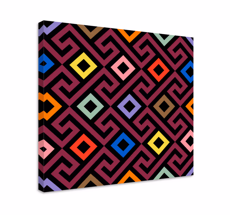 Kanvas geometrisk färgglada geometriska rutor - Tenstickers