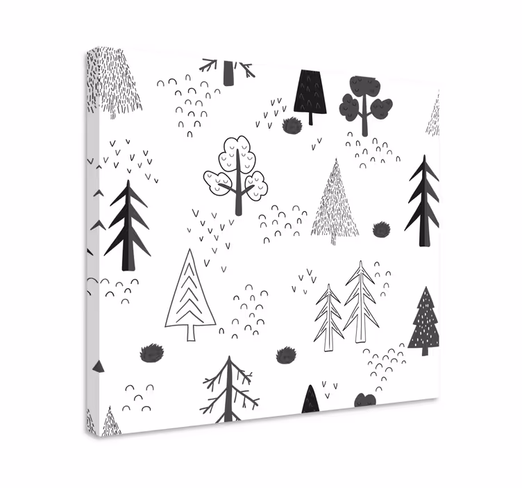 Vita minimalistiska träd nordiska canvastavlor - Tenstickers