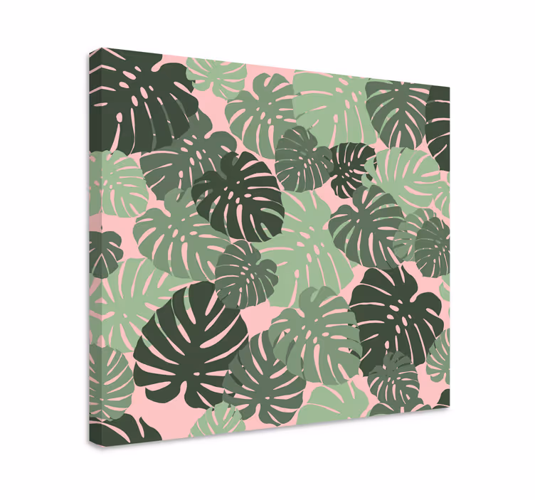 Monstera blad rosa färg växt canvastavlor - Tenstickers