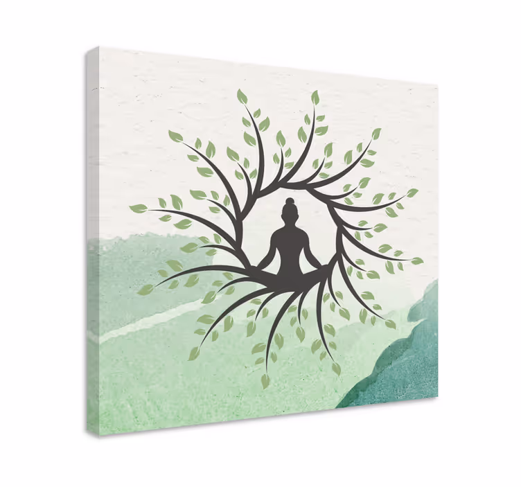 Kanvas buddha mediterande buddha silhuett - Tenstickers