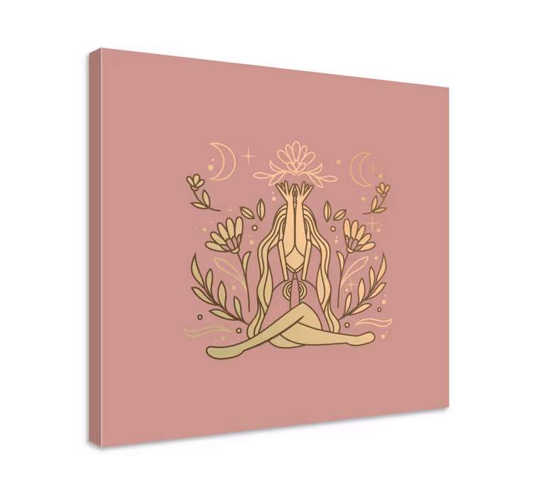 Kanvas zen meditativ blomsterpose - Tenstickers
