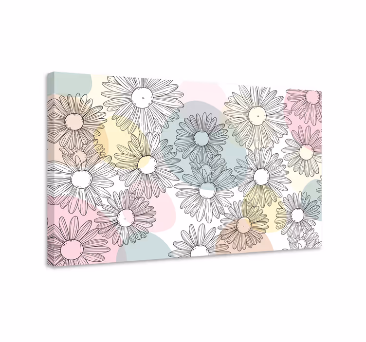 Kanvas blommor och växter med prästkragar mönster - Tenstickers