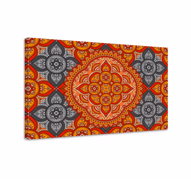 Kanvas mandala med intrikata blommönster - Tenstickers
