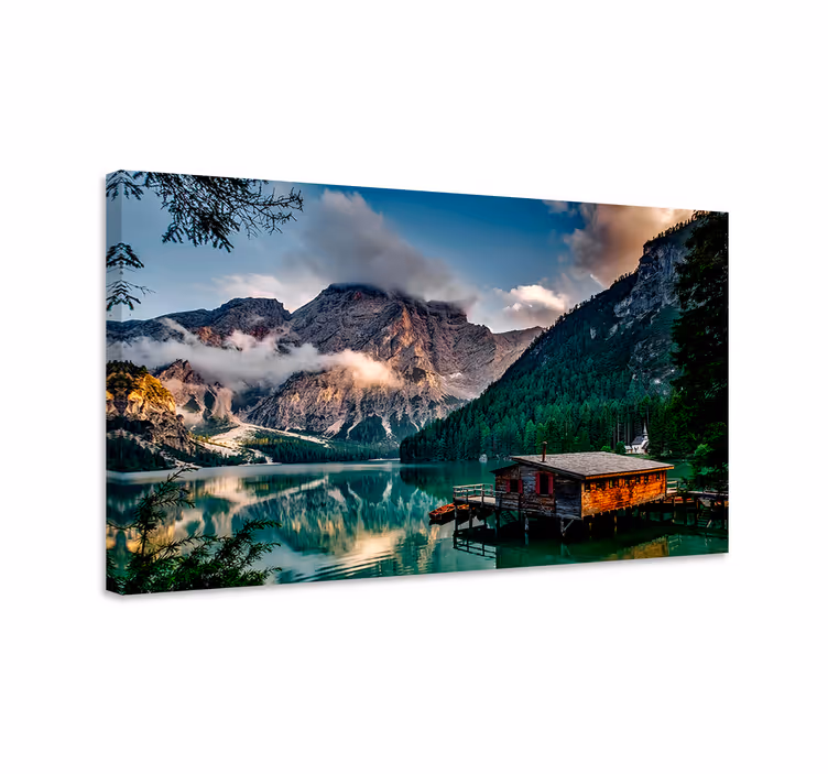 Sjöutsikt cottagecore-stil landskapsduk - Tenstickers