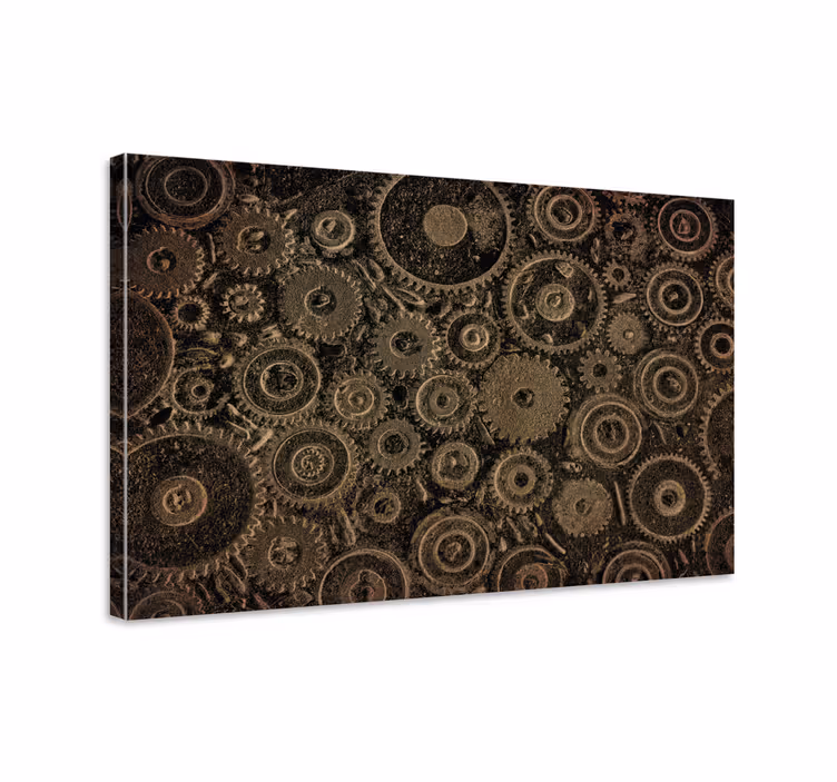 Industriell stil kugghjul mönster modern canvas - Tenstickers