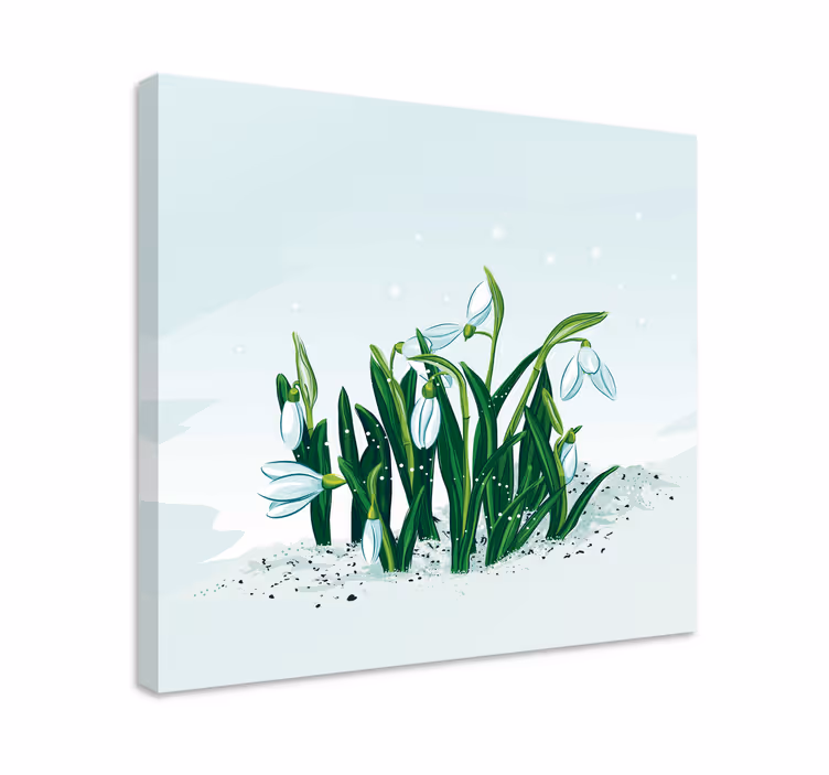 Kid illustrationer av snödroppar blommacanvas tavla - Tenstickers