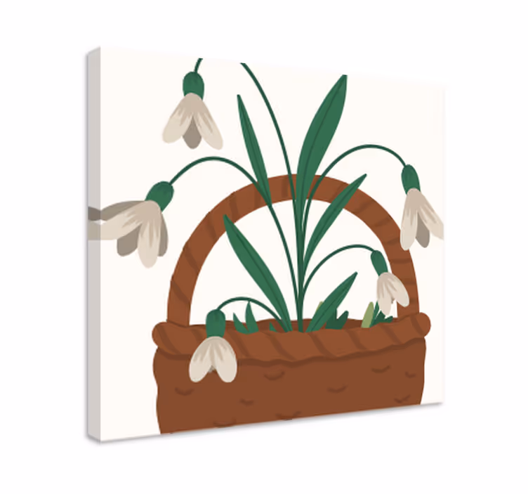 Vacker snödroppe korg design blomma canvas - Tenstickers