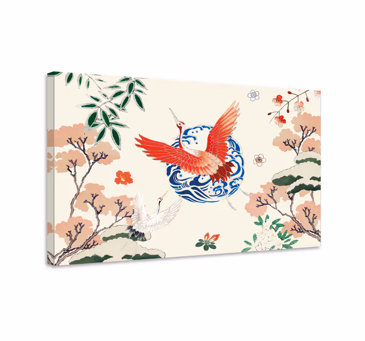 Chinoiserie röd retro canvas - Tenstickers