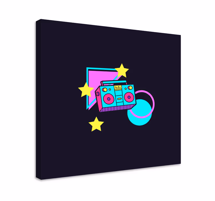 80-talsstil färgglad boombox retro canvas - Tenstickers