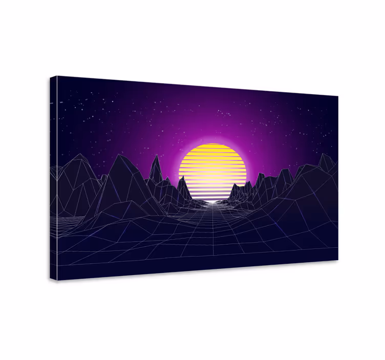 Modern kanvas geometrisk solnedgång landskap - Tenstickers