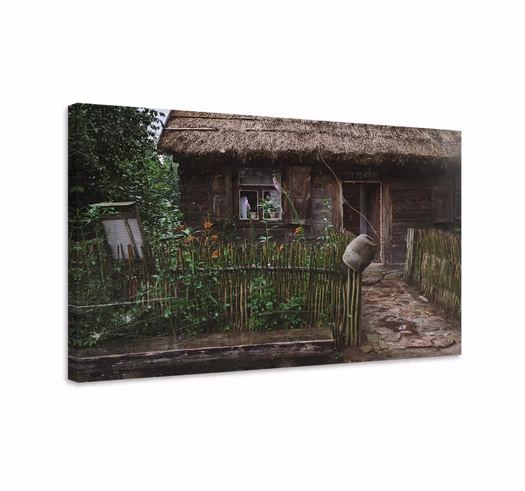 Cottagecore klassisk gammal husvägg canvas - Tenstickers