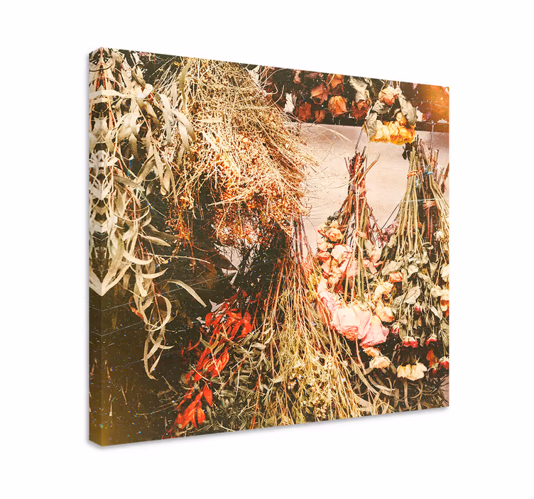 Kanvas blommor och växter torkade blomsterarrangemang - Tenstickers