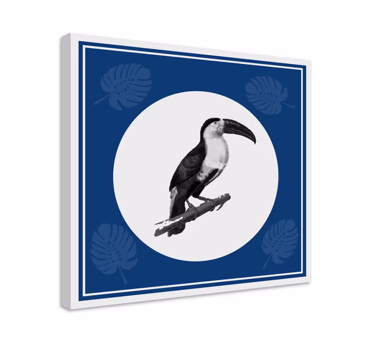 Kanvas fåglar tukan på gren - Tenstickers