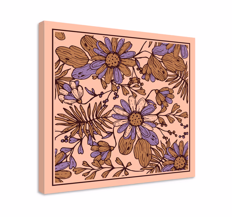 Kanvas blommor och växter mild blomsterkomposition - Tenstickers