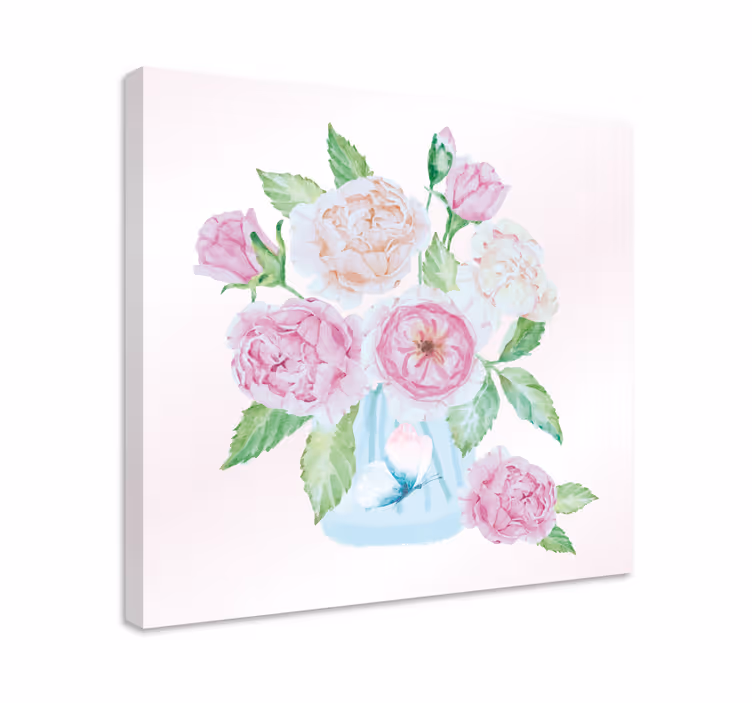 Glasburk med blommor retro canvas - Tenstickers