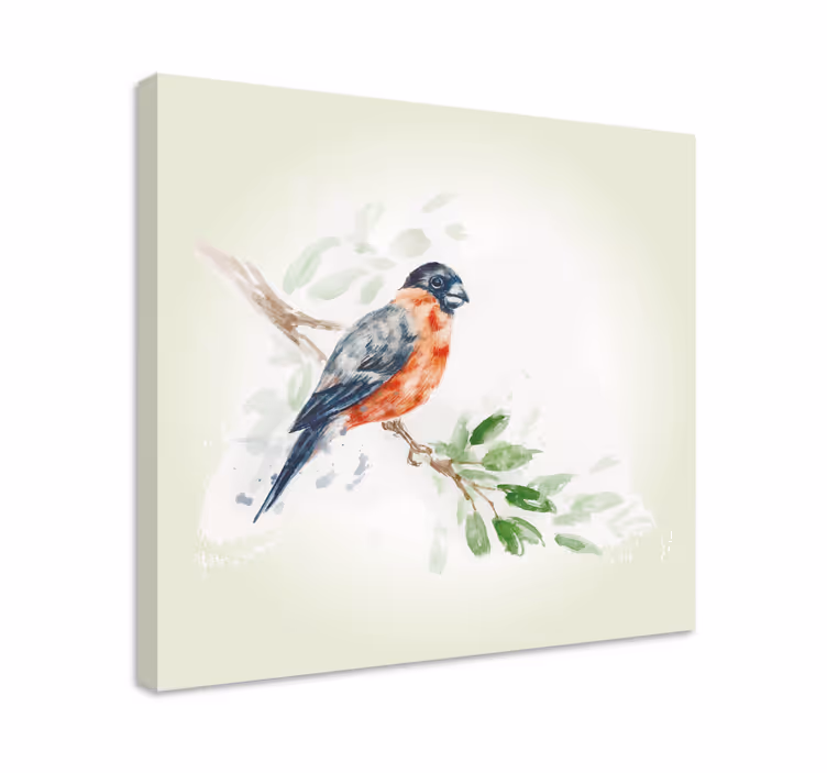 Pastellfärgsmålning med fågel retrocanvas tavla - Tenstickers