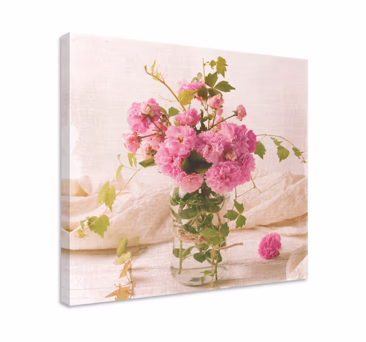 Kanvas blommor och växter blush botanisk komposition - Tenstickers
