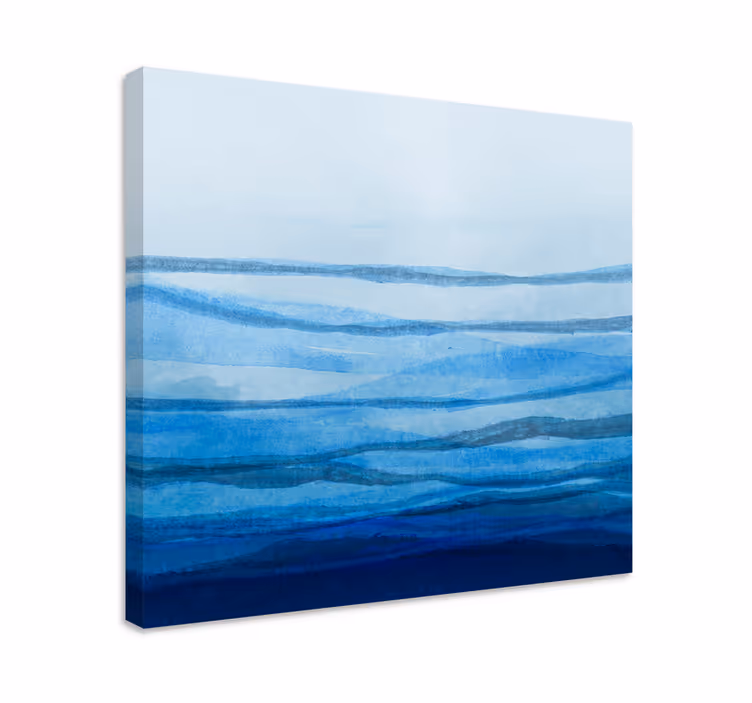 Ombre effekt stipes blå nyanser modern canvas - Tenstickers