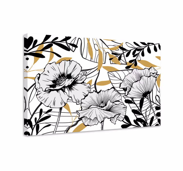 Kanvas blommor och växter graceful blossom komposition - Tenstickers