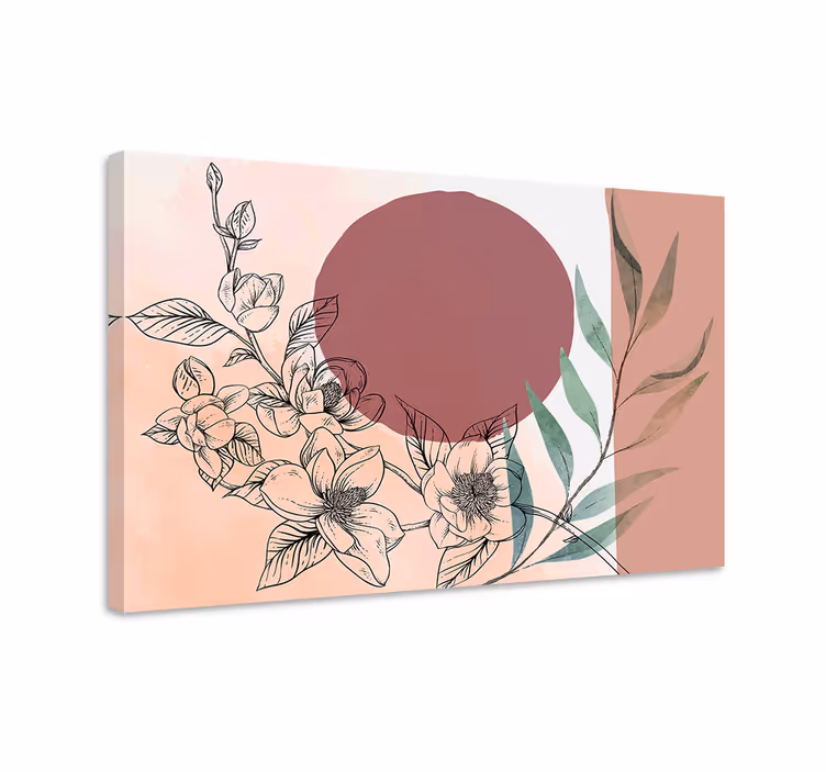 Kanvas blommor och växter med cirkelformation - Tenstickers