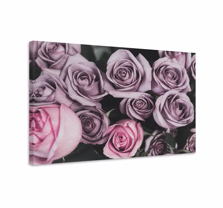 Kanvas blommor och växter rosbukett display - Tenstickers