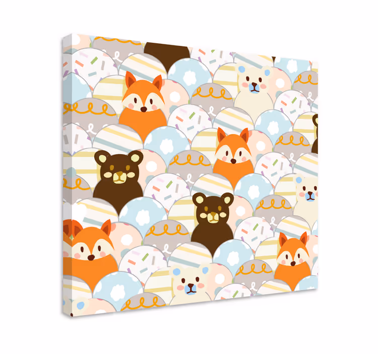 Lapptäcke björn och räv design plantskola canvas - Tenstickers