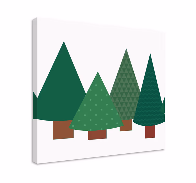 Kanvas träd i stiliserad grön design - Tenstickers