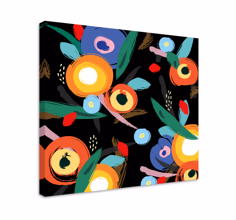 Blommor och blad abstrakta canvastavlor - Tenstickers