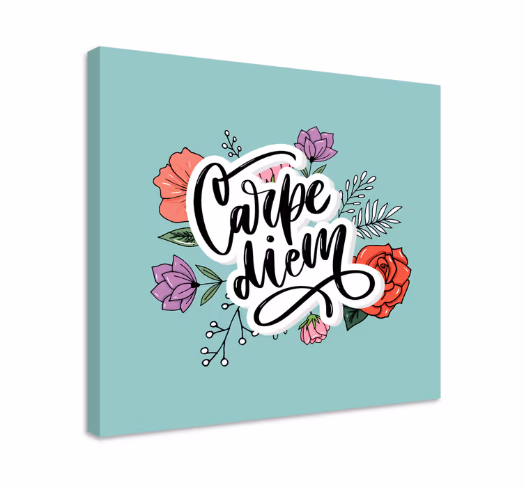 Kanvas citat carpe diem blommig - Tenstickers
