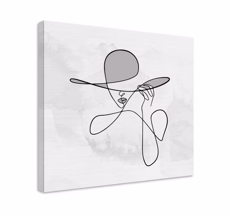 Minimalistisk kvinna med hatt entréduk - Tenstickers