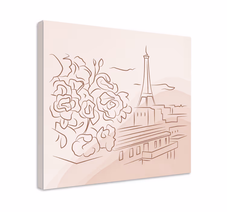 Kanvas städer och länder parisisk blommig scen - Tenstickers