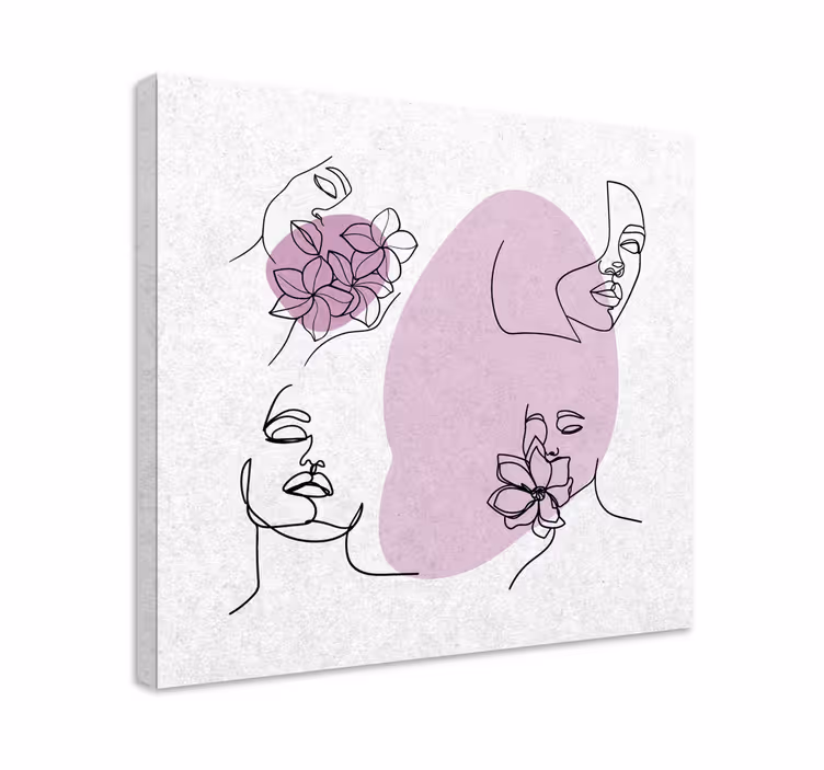 Kanvas blommor och växter abstrakta ansikten - Tenstickers