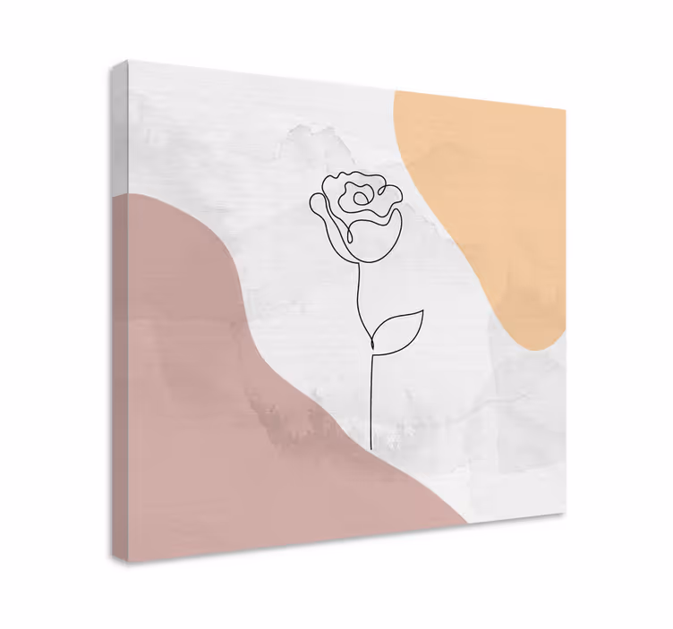 Kanvas blommor och växter elegant ros kontur - Tenstickers