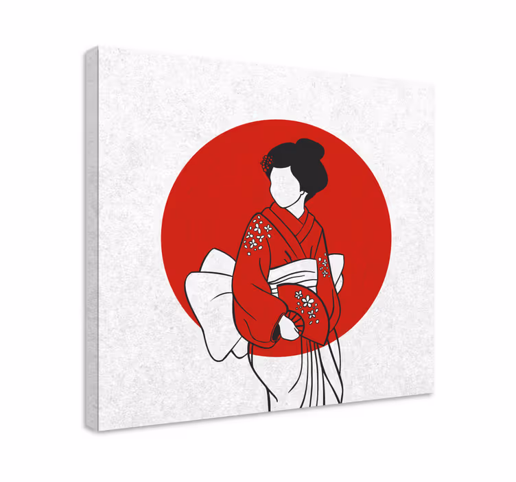 Kanvas orientalisk traditionell kimono elegans - Tenstickers