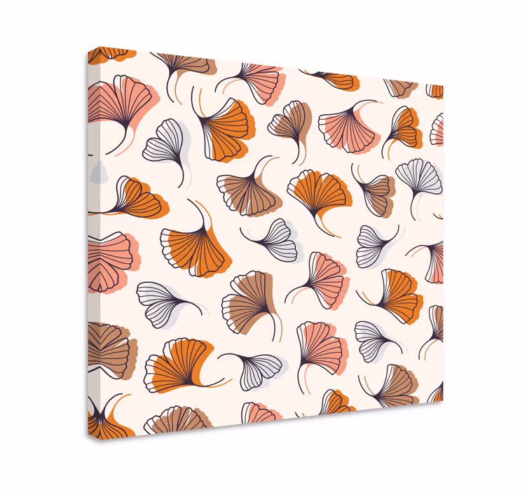 Blommigt ginkgo mönster Kanvas blommor och växter - Tenstickers
