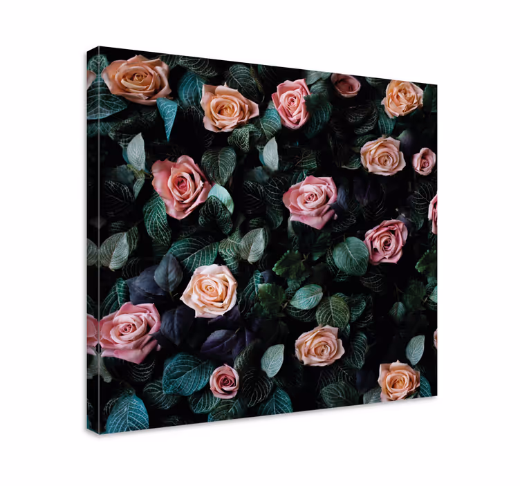 Röd ros blommor blommacanvas tavla - Tenstickers