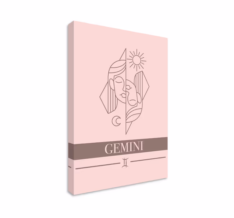 Gemini rosa kort stjärntecken sovrum väggtryck - Tenstickers