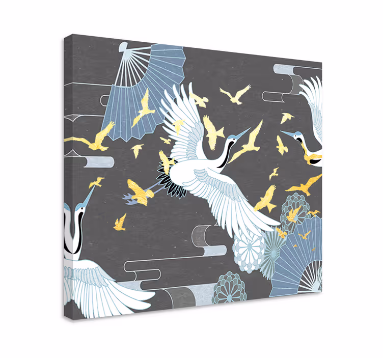 Kanvas orientalisk elegant tranors flykt - Tenstickers